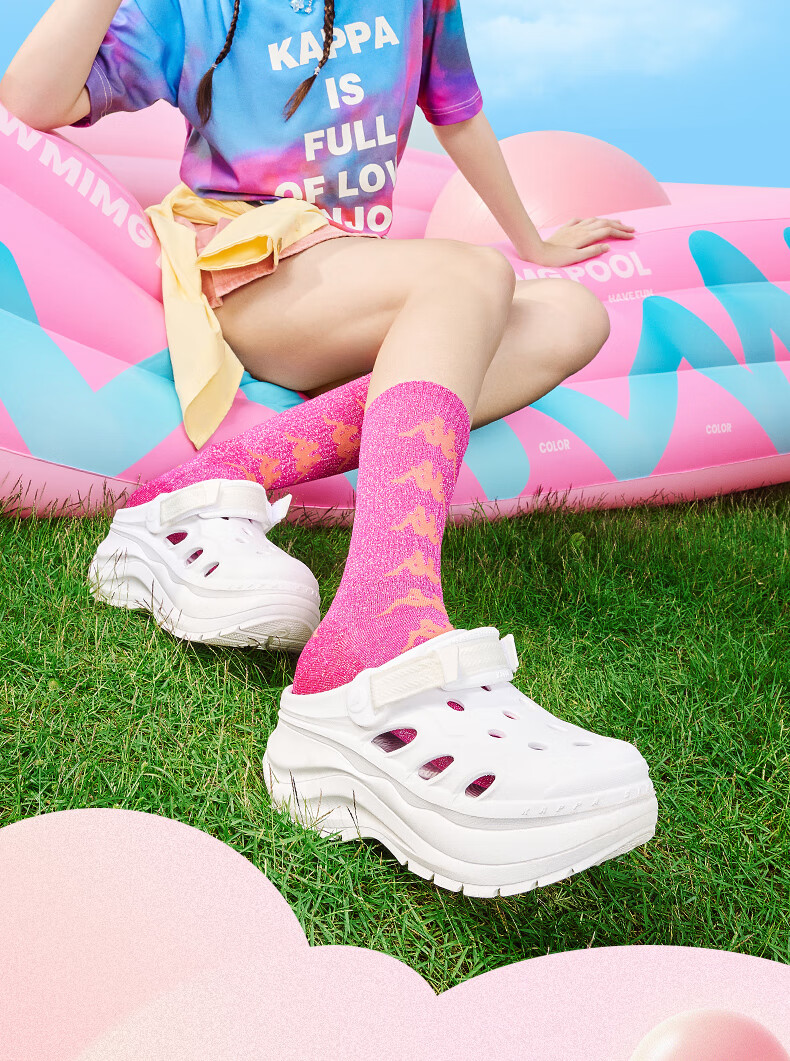 Kappa Official Women's Breathable Hole Shoes Sandals Casual Sports Outdoor Slippers Women's Classic White 37-38 8