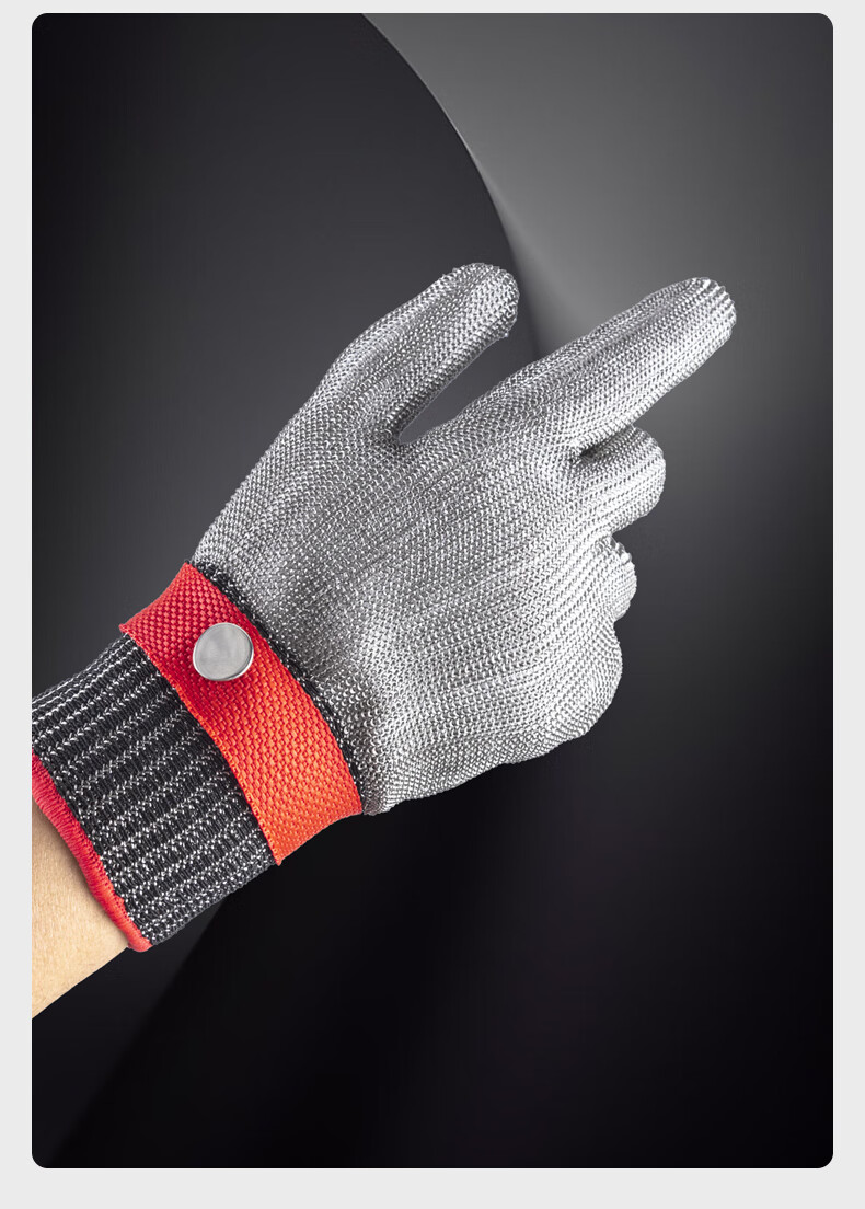 NXG Cut-Resistant Glove A8 Grade Pure Steel Wire Anti-Cut and Anti-Puncture Stainless Steel Metal [Single Piece] X35 6