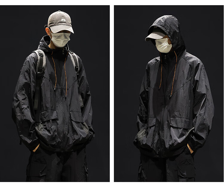 Dingfengbaoluo American-Style Workwear Sun Protection Jacket for Men, Spring And Summer Loose Thin Ice Silk Breathable Outdoor Coat, DC21 Unisex Gray M 10