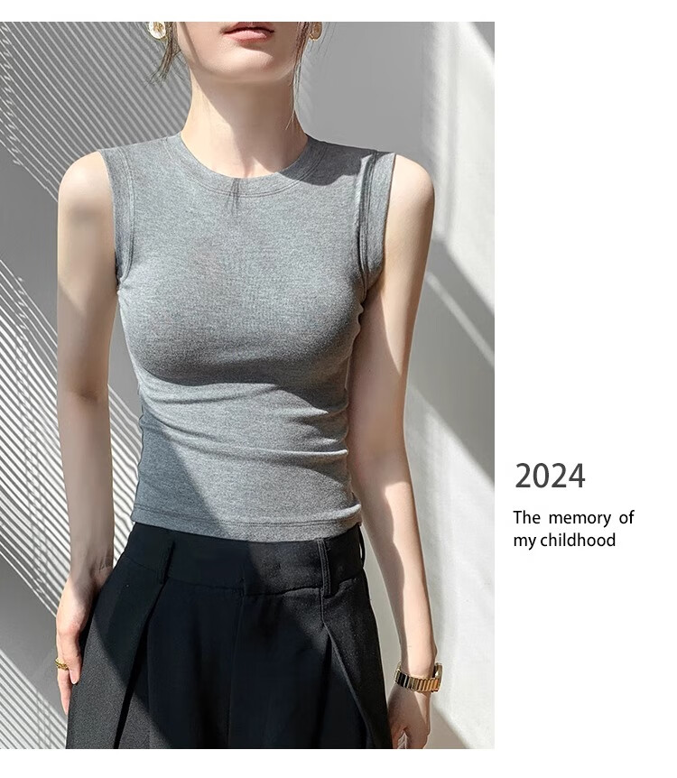 NOME Women's New Ribbed Slim-Fit Turtleneck Tank Top, Suitable for Layering Or Wearing As Outerwear, Dark Gray, Size M 7