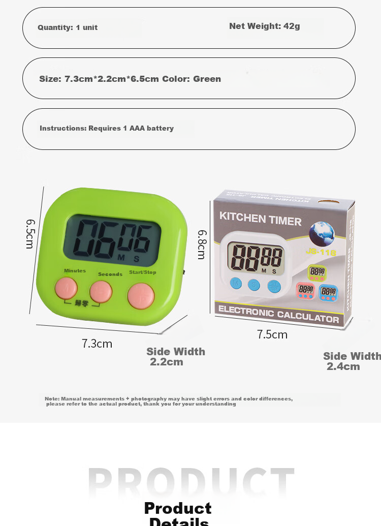 TaTanice Timer, Large Screen Kitchen Alarm Clock, Electronic Timer for Students' Homework Countdown Reminder, Elementary School Children's Timer, Grass Gree 4
