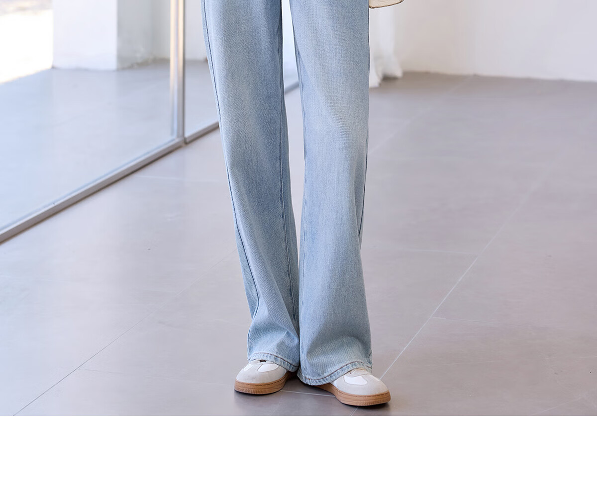 Chushen Spring Autumn Women's Classic Vintage High Waist Straight Loose Slim Casual Denim Jeans S51N057 12