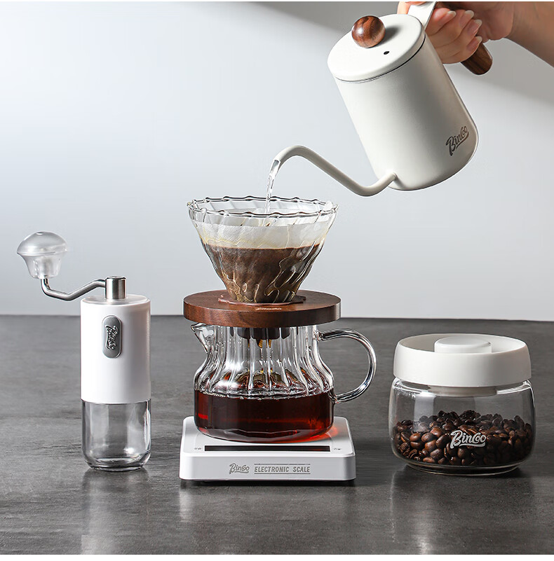 Bincoo Hand-Crank Coffee Grinder, Home Small Manual Coffee Mill, Pour-Over Manual Grinding Machine 12