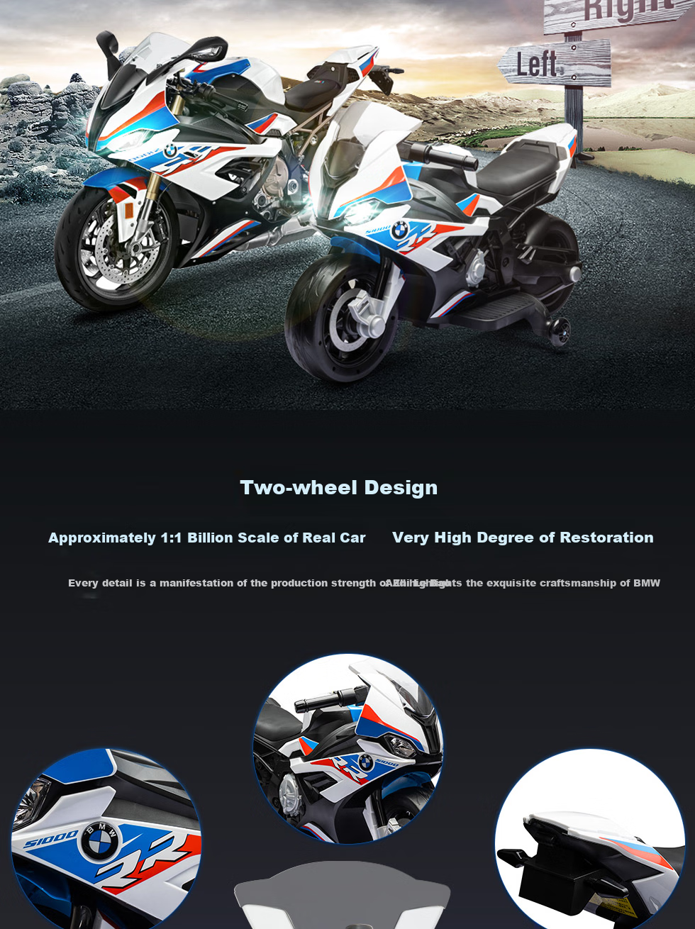 CHILOKBO Electric Baby Motorcycle Toy Car for Boys And Girls, Ride-On Toy Car Gift for Toddlers, Fashionable White BMW Style 3
