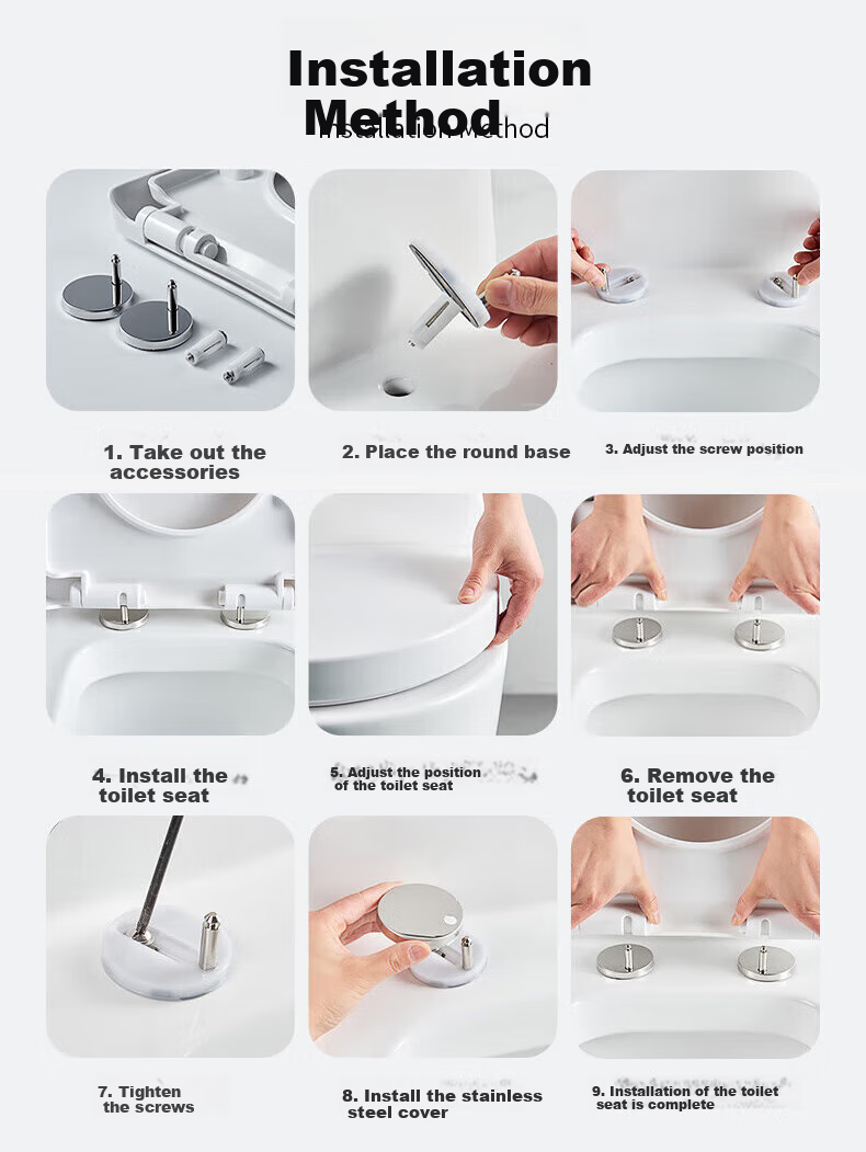 BSITN Toilet Seat Universal Thick V-Shaped Toilet Cover, Household Toilet Lid, Toilet Ring Accessories, Toilet Accessory B9063 1