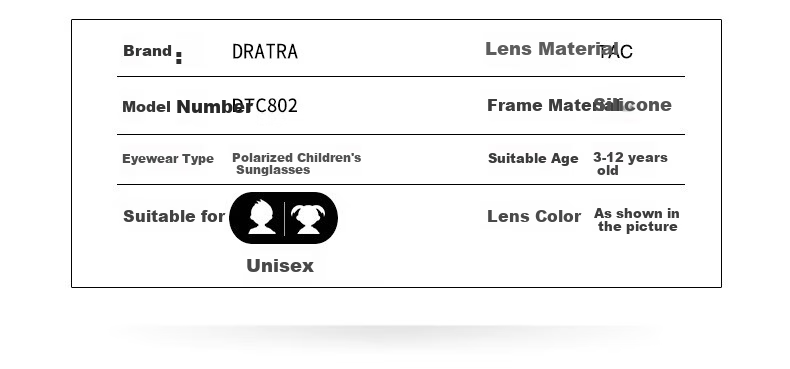 DRATRA Children's Polarized Sunglasses, Sunglasses for Boys And Girls, Baby Sun Protection, Silicone Cartoon Cute Trendy Color-Blocking Summer Style 8