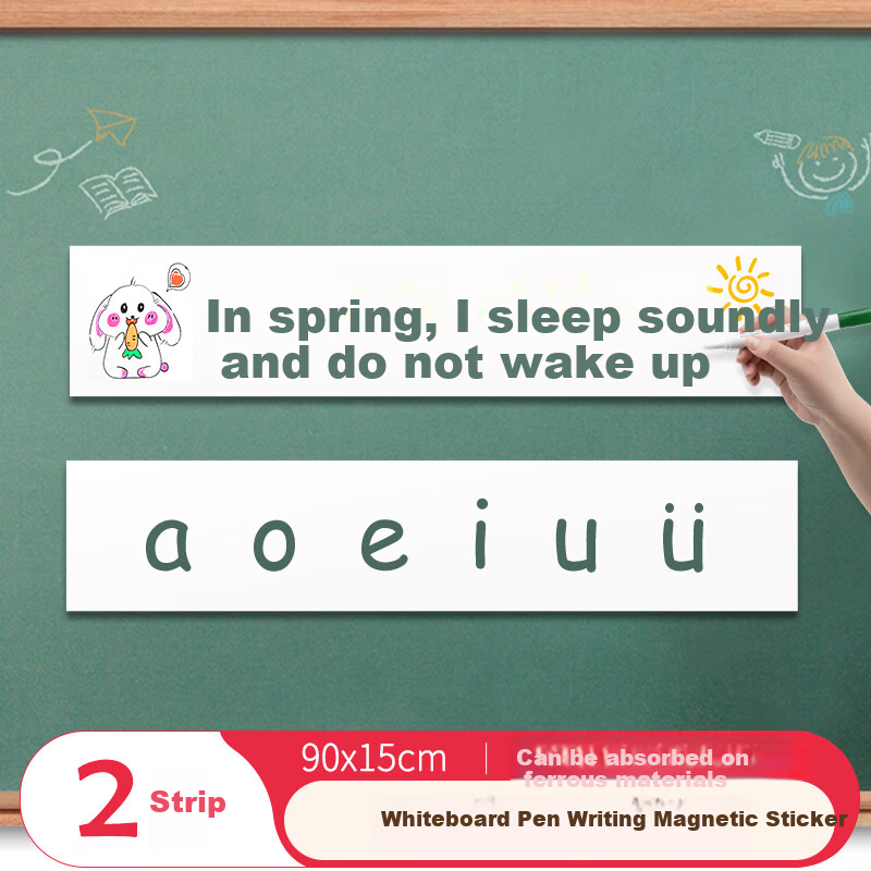 AUCS Soft Whiteboard Magnetic Wall Sticker Blackboard Sticker for Home Use, Whiteboard Pen Writing Sticker, Wall Fridge Magnet, Children's Magnetic Self-Adhesive Removable Non-Damaging Wall, 90*15cm White 2 Pieces