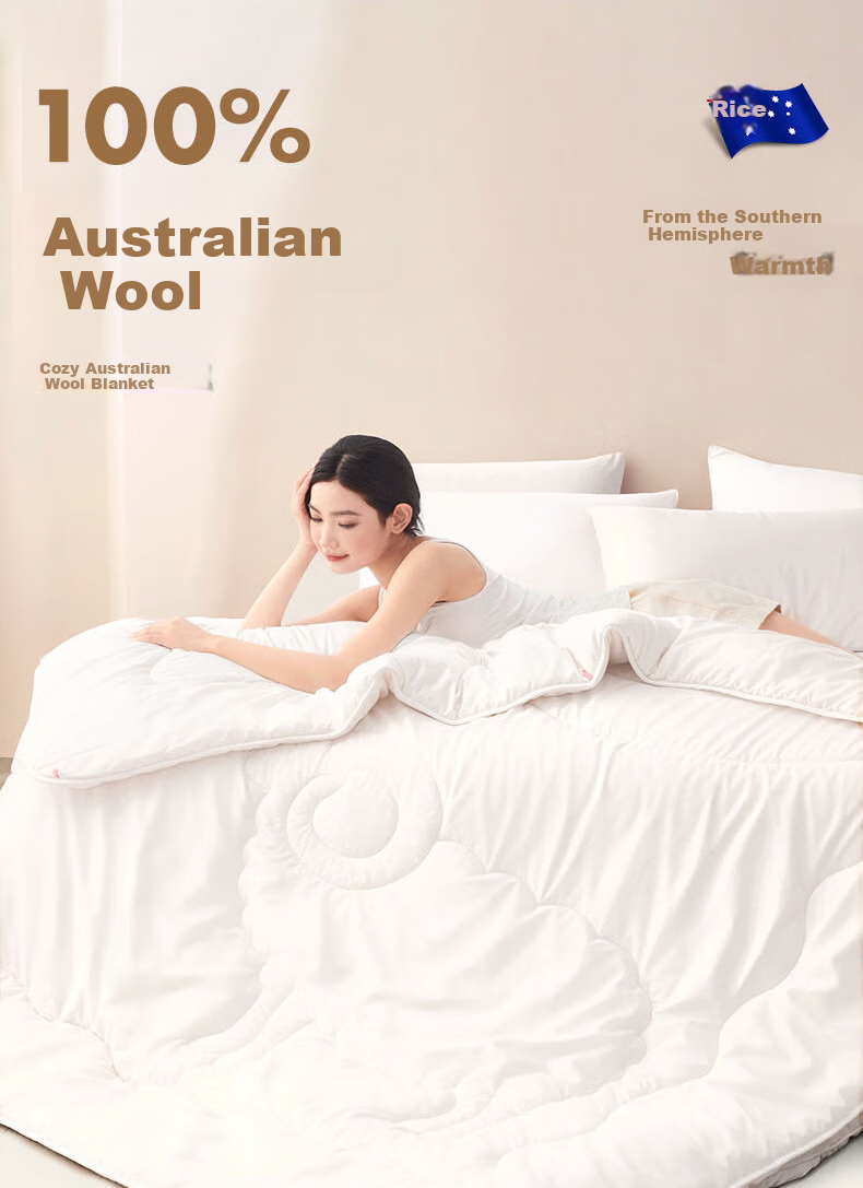 LOVO Luolai Home Textiles 100% Australian Wool Thick Winter Comforter, 7.8 Jin (3.9 Kg), 220*240cm, Pink 2