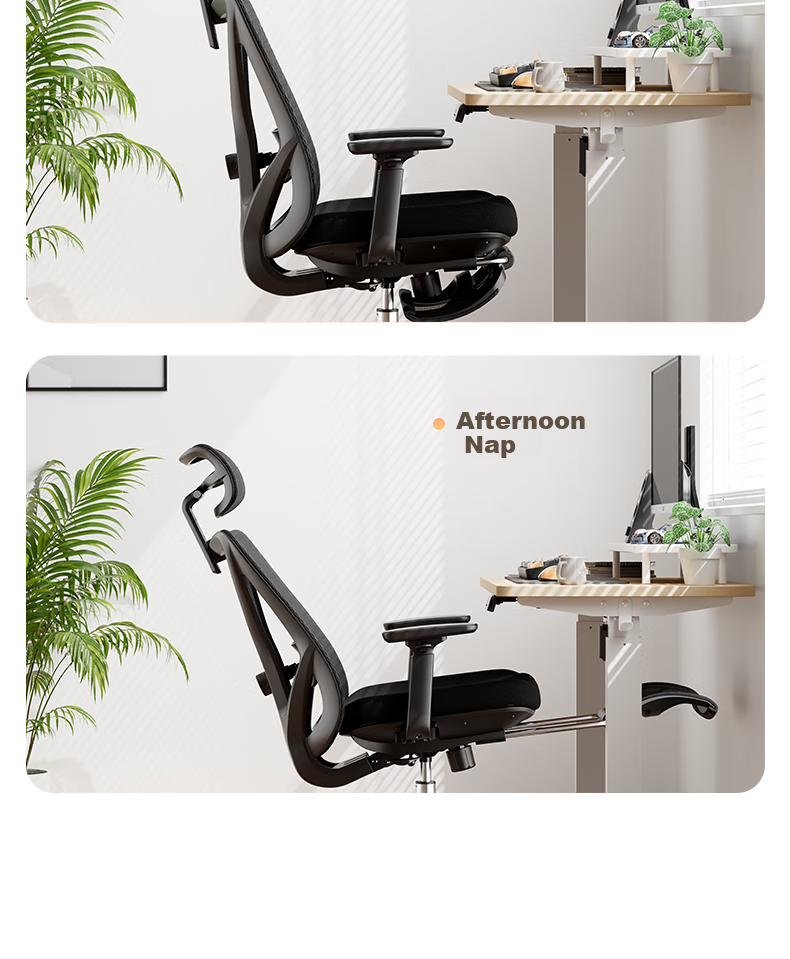 Deli KF230-J Ergonomic Chair, Computer Chair, Home Office Chair, Reclining Gaming Chair with Footrest, Black 5