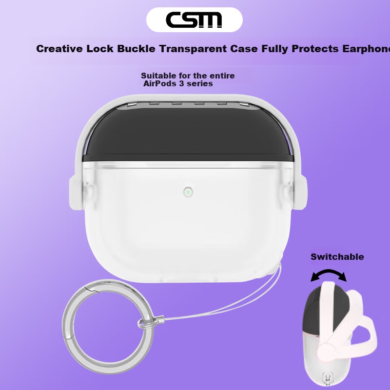 TRUST ME AirPods 3 Case, Apple Bluetooth Earphone Third Generation Silicone Protective Cover, Transparent Creative Shockproof Anti-Scratch, Semi-Transparent Black