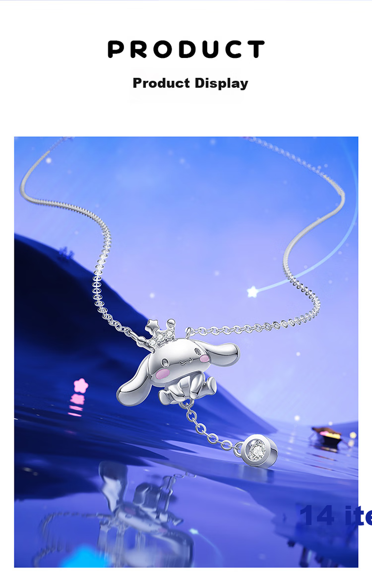 Chaosehui Sanrio Cinnamoroll Pure Silver Necklace, Birthday Gift for Women, High-End Niche Luxury Gift Box 3031 3
