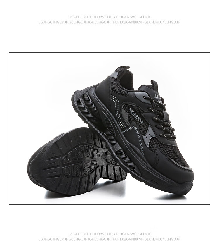 Warrior Official Women's Dad Sneakers Spring New Versatile Soft Sole Height Increasing Black Gray Size 35 (225mm) 21