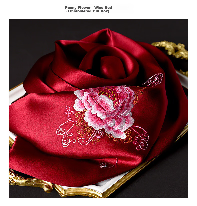 Hangsifu Silk Mulberry Silk Suzhou Embroidery Scarf, Flower Pattern Gift Box, Shawl, Outer Wear, Birthday Gift for Mom, High-End Mid-Autumn Festival Present 23