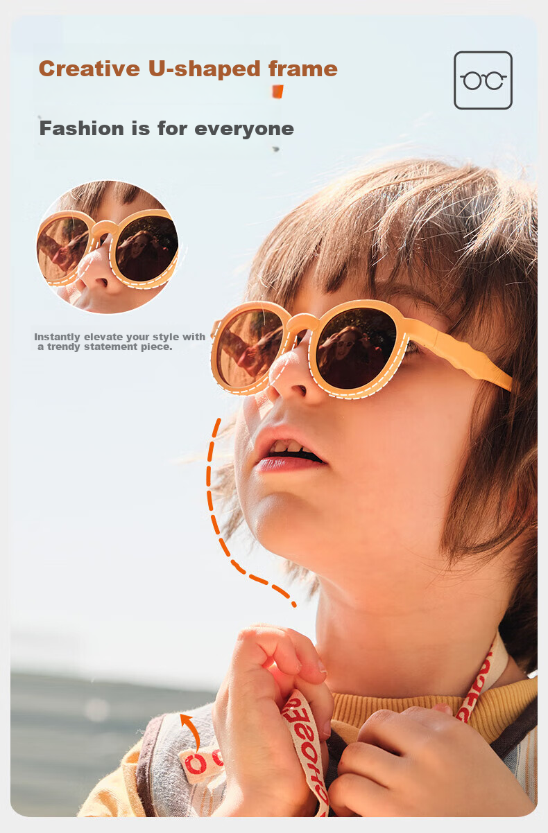 Kigo 2025 New Children's Sunglasses, Outdoor Polarized UV Protection, Bendable Baby Sunglasses, 3-6 Years Old, Pudding Tea Color 3