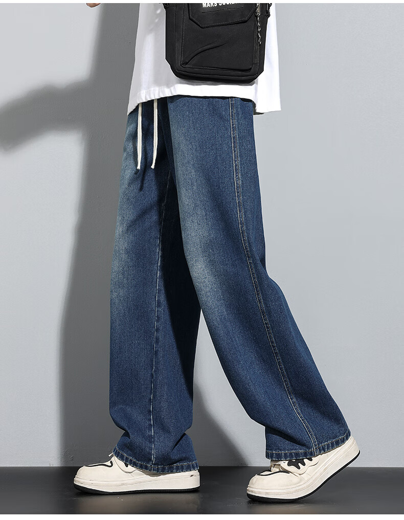 Paul Frank American Trendy Jeans for Men, Autumn New Casual Straight-Leg Pants, Fashionable Trousers, Light Blue Regular, Size S 6