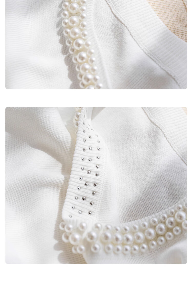 GUJIN Pearl Chanel-Style Elegant Inner Camisole for Women, Pearl Sleeveless Undershirt, Spring And Autumn Knitted Top 7