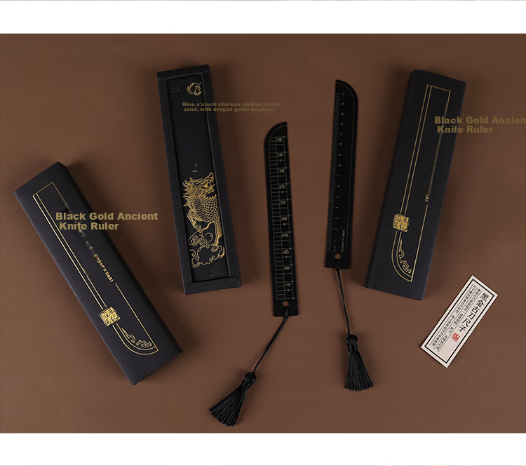 Kinbor Grave Robbers' Chronicles Black Gold Ancient Sword Steel Ruler 15cm Student Exam Special Straight Ruler Scale Ruler Measurement Drawing Stationery Back-To Essential - DT57231 10