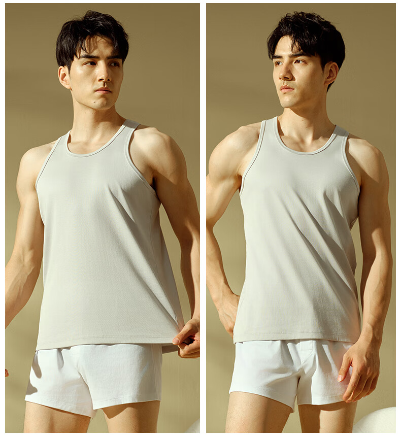 Yiershuang [High-Quality 120-Count Long-Staple Cotton] 100% Pure Cotton Tank Top, Men's Sports Breathable High-Count High-Density Sweatshirt for Me 7