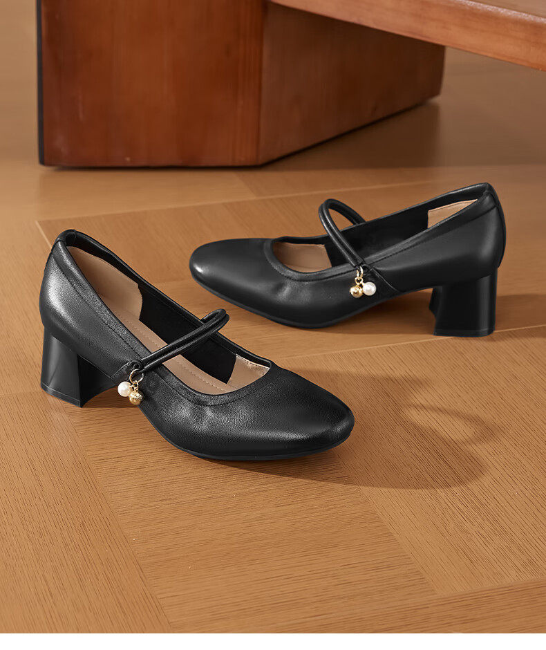 St&Sat Genuine Leather Mary Jane Shoes for Women, 2026 New Summer Style, High Heels with Skirts, Comfortable French Elegant Fashion Sandals 12