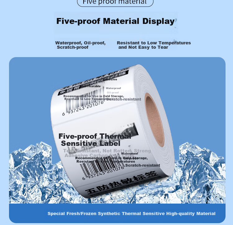 Surada 50x40mmx1000 Five-Protection Thermal Label Paper, Five-Protection Thermal Paper, Five-Protection Thermal Label Paper, Five-Protection Label Printing Paper, Express Delivery Food Label Sticker BQ-0196 7