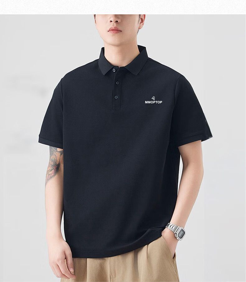 MMOPTOP Father's Day Suoluna Antibacterial Ice Silk Polo Shirt, Summer Men's Business Xinjiang Cotton Short Sleeve MP10 White M 16