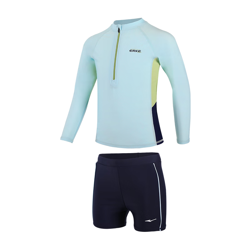 ERKE Children's Swimwear, Long-Sleeve Boys' Two-Piece Swimsuit Set, for Older Children, Toddlers, Young Boys, Hot Springs, Swimming Outfit