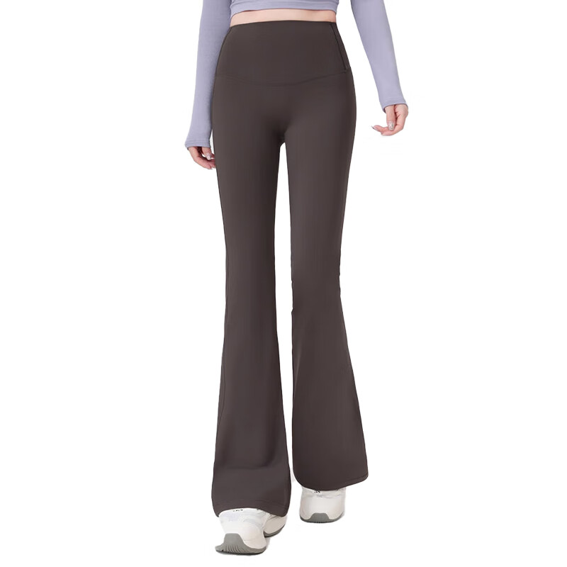 JOAE Women's High Elasticity Flared Pants Tummy Control Hip Lift High Waist Breathable Slight Flare Black S