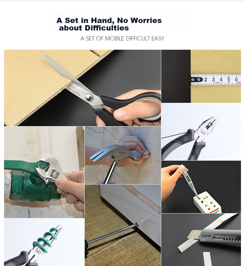 JERXUN Household Tool Set Multifunctional Electric Soldering Iron Repair Wire Stripper Network Pliers Wallpaper Knife Combo 2