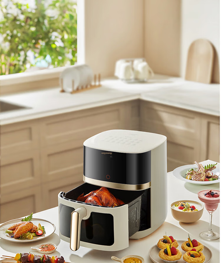 Joyoung Home 6.5L Large Capacity Electric Air Fryer with Upper And Lower Heating, No-Flip Design, Visible Window, 5 Cooking Modes, Adjustable Texture, Air Fryer KL65-V573 32
