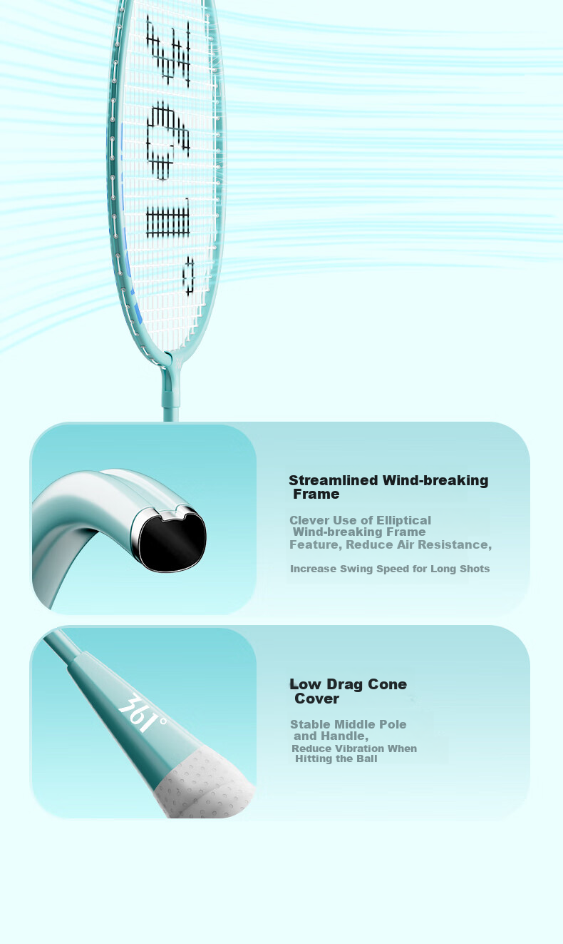 361° Badminton Racket Set, Upgraded Version with Deep Grooves, Ultra-Light, Durable for Training And Competition, Double Rackets 3