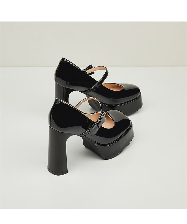 DAPHNE Wedding High Heels for Petite Women Fashionable Chunky Heel Mary Jane Leather Shoes Beige Size 34 12