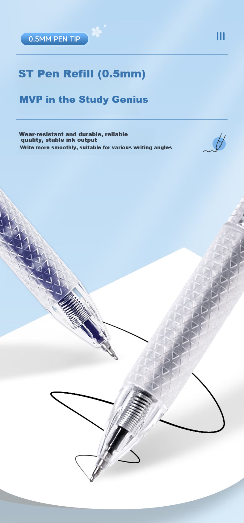 CHENQI STATIONERY Scholar's Smooth Writing Pen for Exam Practice, 0.5mm Quick-Drying Retractable Gel Pen, Black Stylish ST Tip, for Students' Homework And Exams, Signature Pen, Water-Based Ink, JG-79/black 3