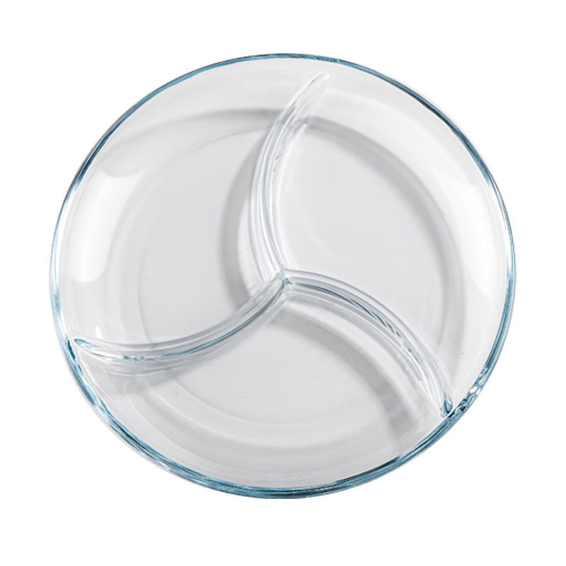 Newair Onion Ginger Garlic Prep Plate, Hot Pot Side Dish Plate, Compartmented Dining Plate, Seasoning Plate for Home Use, Small Condiments, Kitchen Countertop Glass Three-Compartment Plate