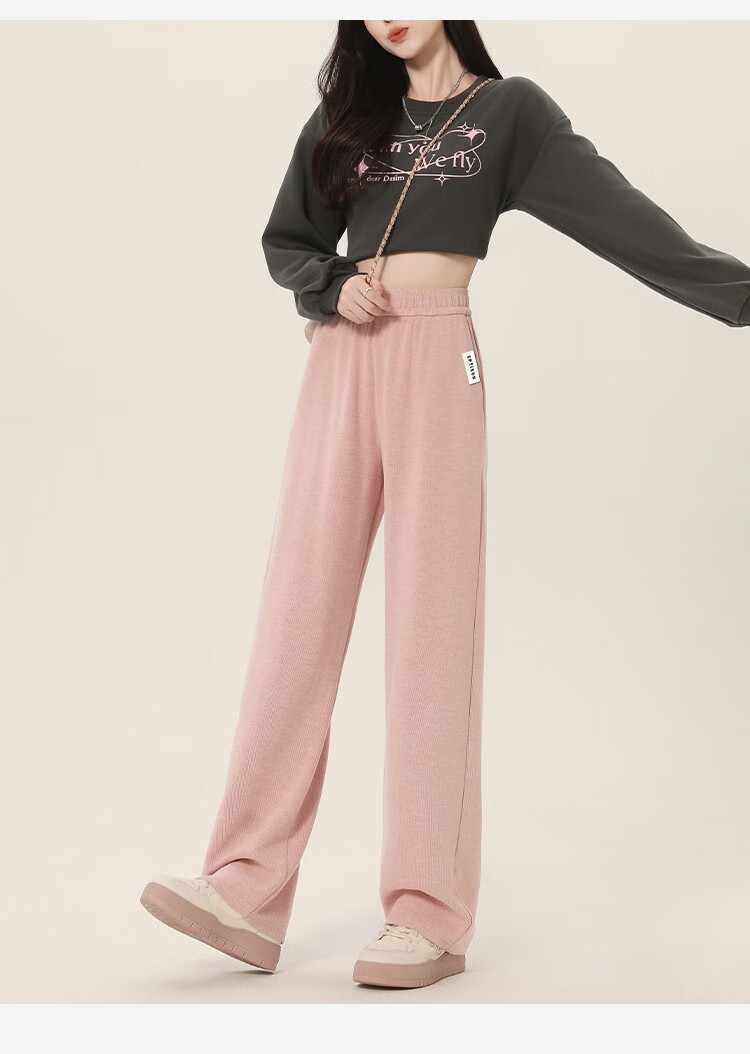 Yipintiancheng Casual Knit Wide-Leg Pants for Women, Spring And Summer 2025, Loose-Fitting, Slimming, Draping Long Trousers, Versatile Comfortable Casual Pants for Wome 10