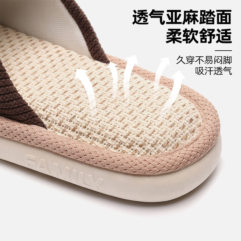 XGGC Four Seasons Slippers for Women, Spring Cartoon Indoor Home Floor Sweat-Absorbing Breathable Cotton And Linen Slippers for Men, Pink, Size 36-37