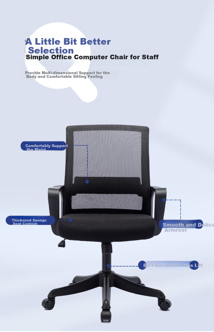 BECAUSES Computer Chair, Comfortable for Long Sitting, Office Chair, Study Chair, Staff Chair, Purchased with Care, Swivel Chair, Ergonomic Chair 0795A 4