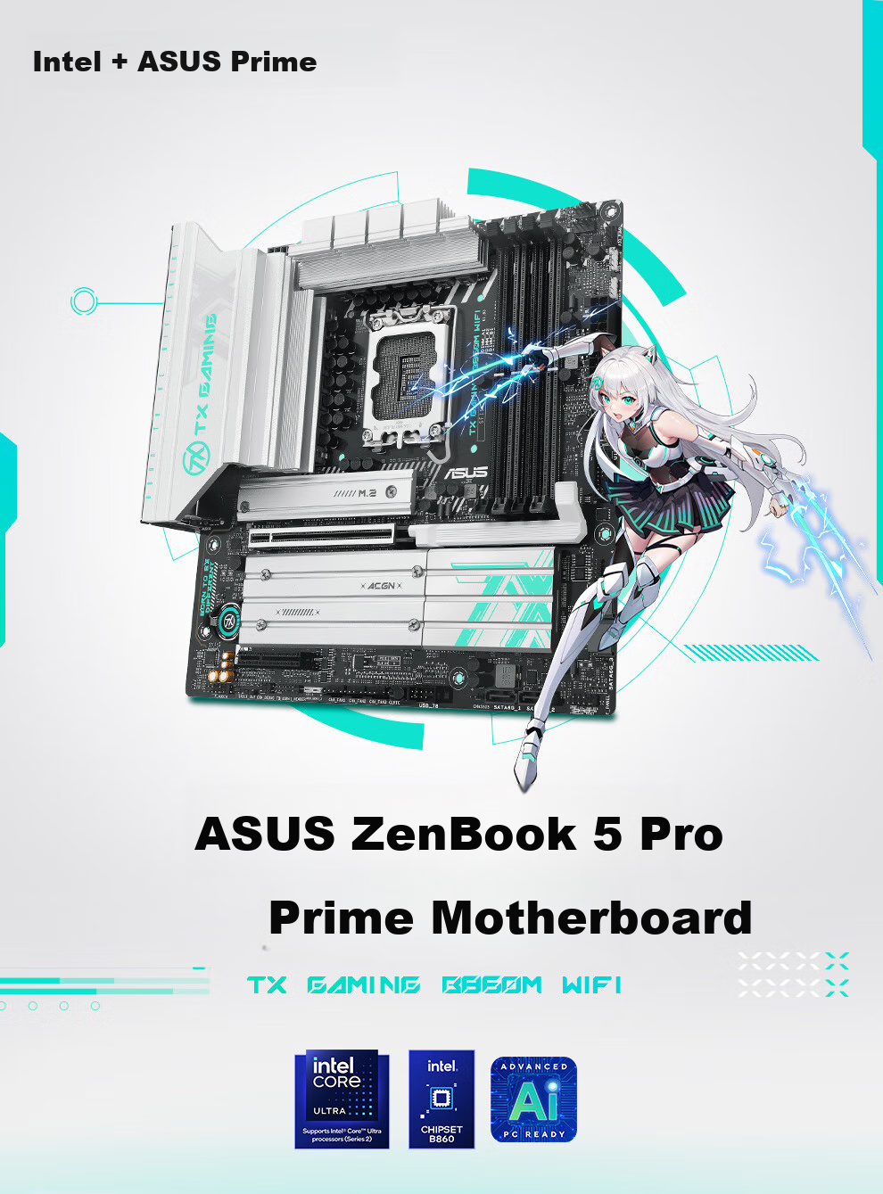 ASUS TX GAMING B860M WIFI Motherboard, Supports CPU 270K/265K/245K (Intel B860/LGA 1851) 1