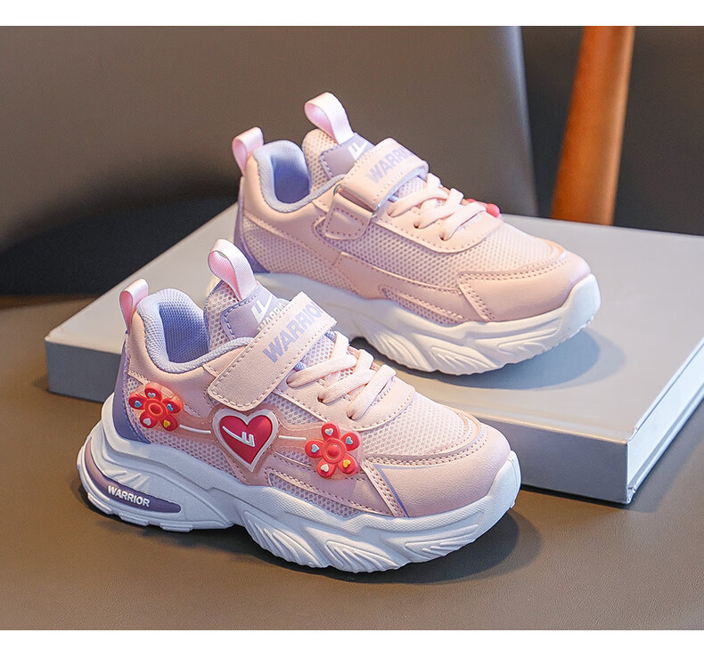 Warrior Girls' Shoes, Spring And Autumn Style, Fashionable Soft-Soled Dad Shoes for Little Girls, Sneakers WZ(CL)-1061, Purple, Size 34 7