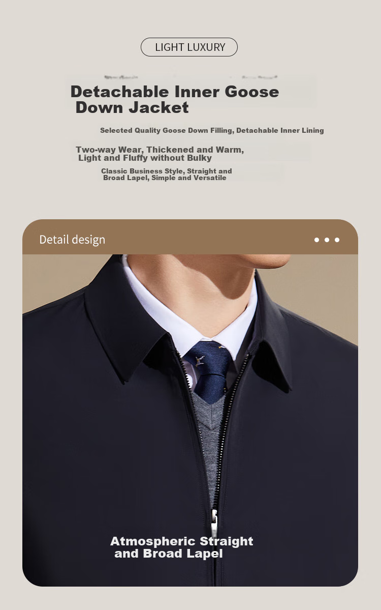 Andongniao [Detachable Goose Down Inner Lining] Basic Versatile Lapel Men's Solid Color Business Executive Jacket ANW63142598 1