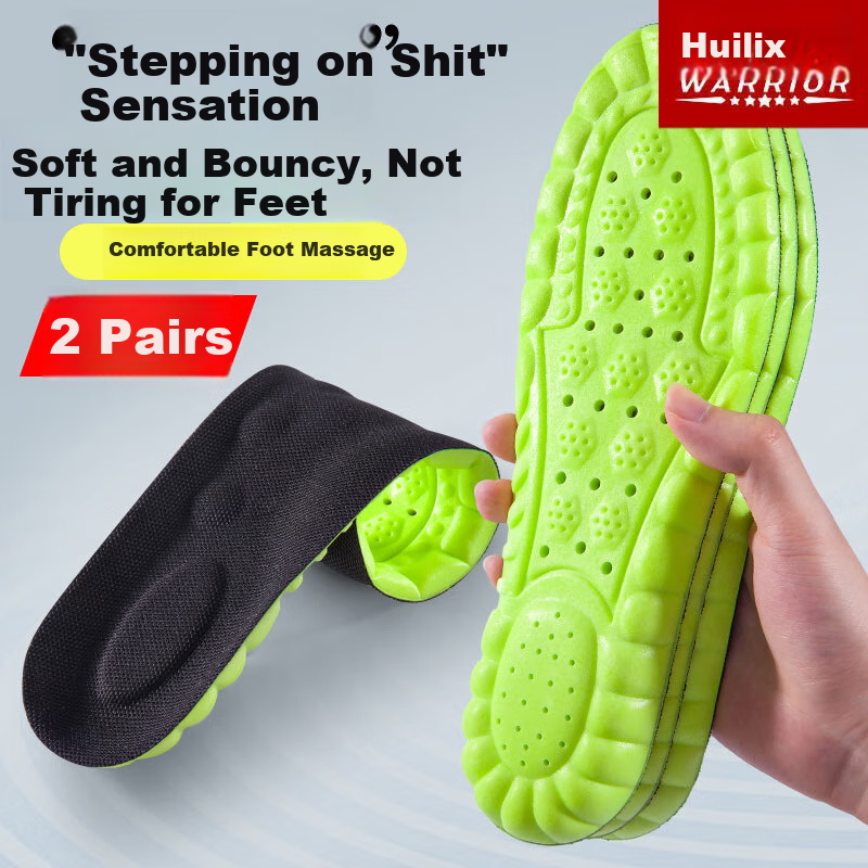 Warrior 2 Double Pack Insoles for Men, Sports Shock-Absorbing Soft Cushioning, Odor-Resistant Breathable Sweat-Absorbing Military Training 6050, 2 Pairs Green, Size 43-44