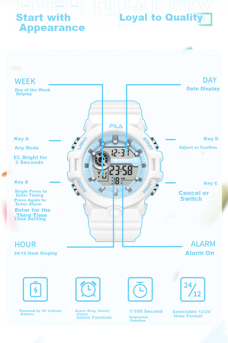 FILA Electronic Watch, Student Watch for Middle And High School Students, Birthday Gift for Boys And Girls, Children's Digital Watch 6657-003 3