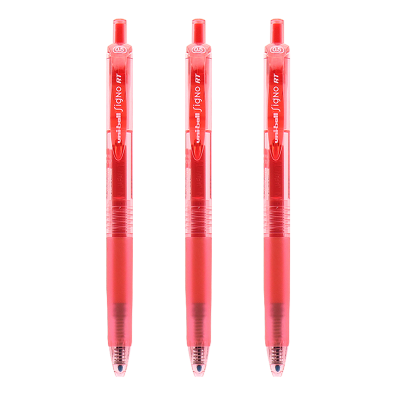 Uni Mitsubishi Uni-Ball UMN-105 Retractable Red Gel Pen, Stylish 0.5mm Red Pen for Signature, Business, Student Exam, Water-Based Ink Pen Set, 3 Pens