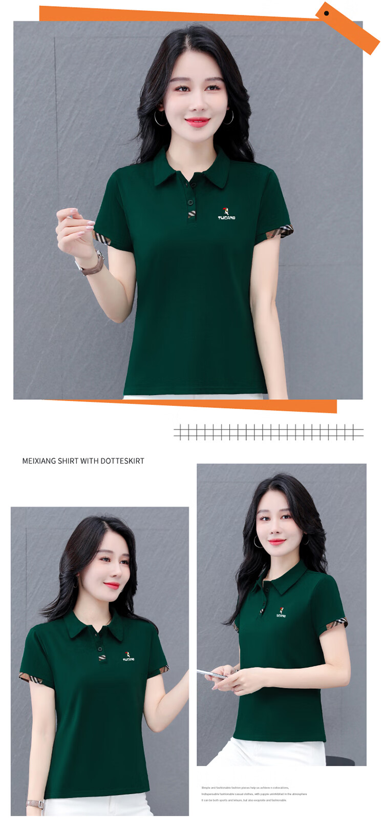 Woodpecker Women's Summer New Polo Shirt Short Sleeve Turn-down Collar T-shirt Pure Cotton Slim Fit Sports Casual Top Black XL 11