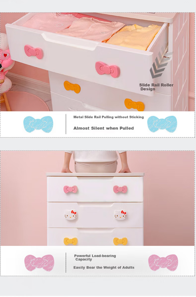 IRIS Storage Cabinet, Drawer-Style Simple Wardrobe, Five-Drawer Chest, Storage Cabinet, Toy Storage KITTY Cute 5-Layer Storage Cabinet 13