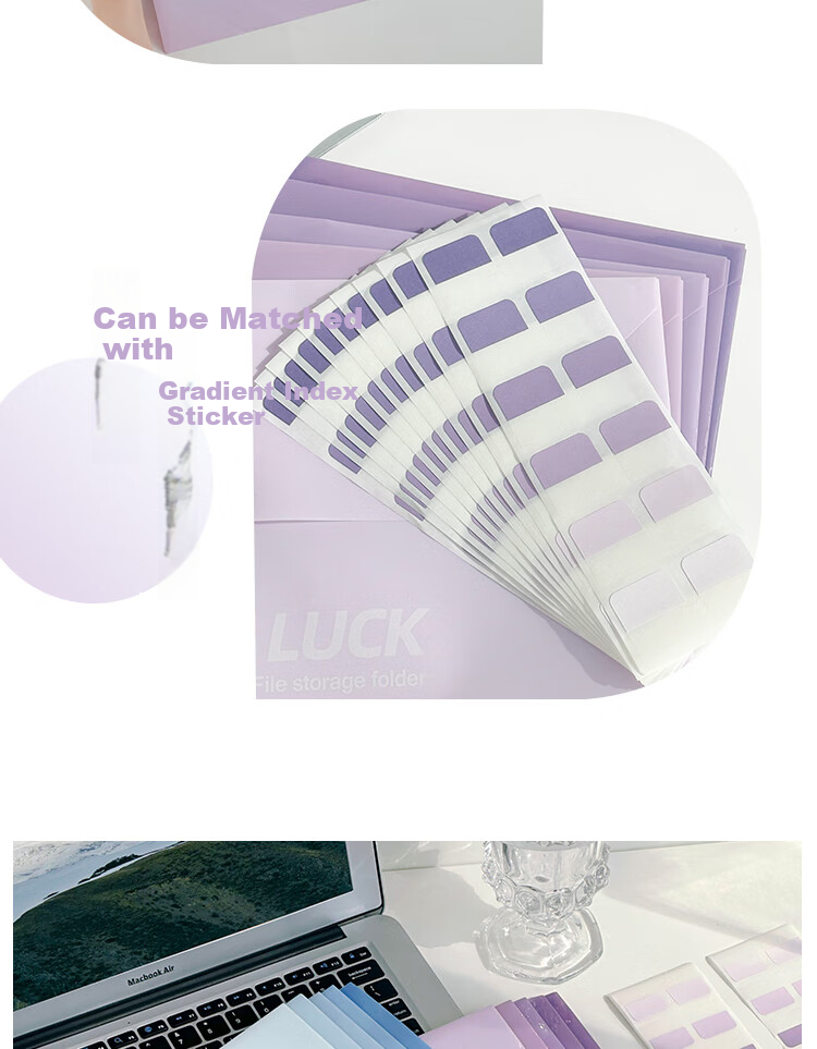 Shaonianban File Folders, Gradient A4 Button Closure Document Sleeves, Student Subject Pouches, Exam Paper Storage Pouches, Thick Large Capacity Filing Bags, All 4 Color Sets, 20 Pieces Per Set 10