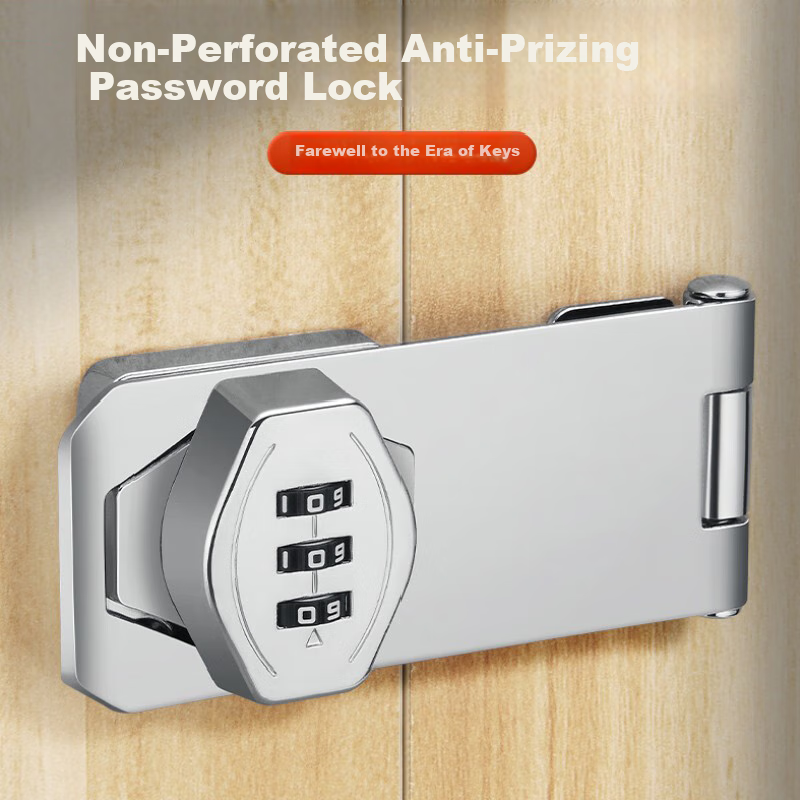 Chugong Cabinet Door Lock, Password Lock, No Drilling Required, Refrigerator Lock, Anti-Theft Drawer Lock, Cabinet And File Cabinet Latch Lock, Silver Color 3