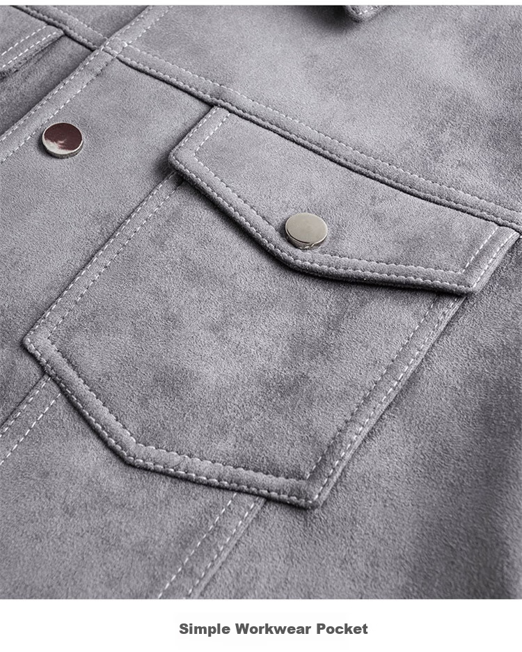 DANCING WOLVES [Suede] Jacket for Men, Versatile Lapel Jacket, Comfortable And Stylish Coat for Men, 102 Dark Blue, Size 165 14