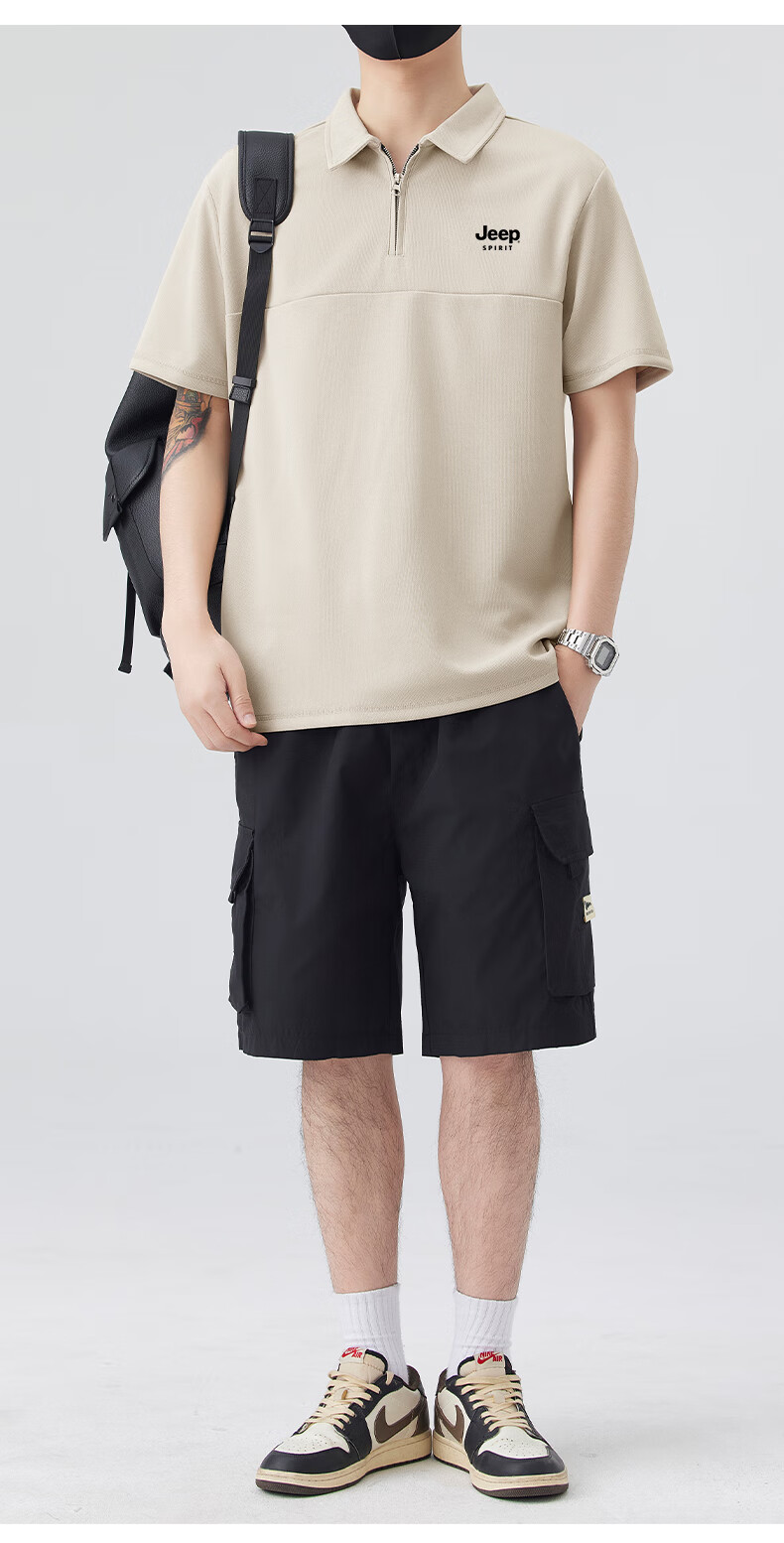 JEEP SPIRIT Men's Sports T-Shirt, Summer Ice-Cool Short-Sleeve POLO Shirt, Loose Casual Quick-Dry Men's Top, White, L 15