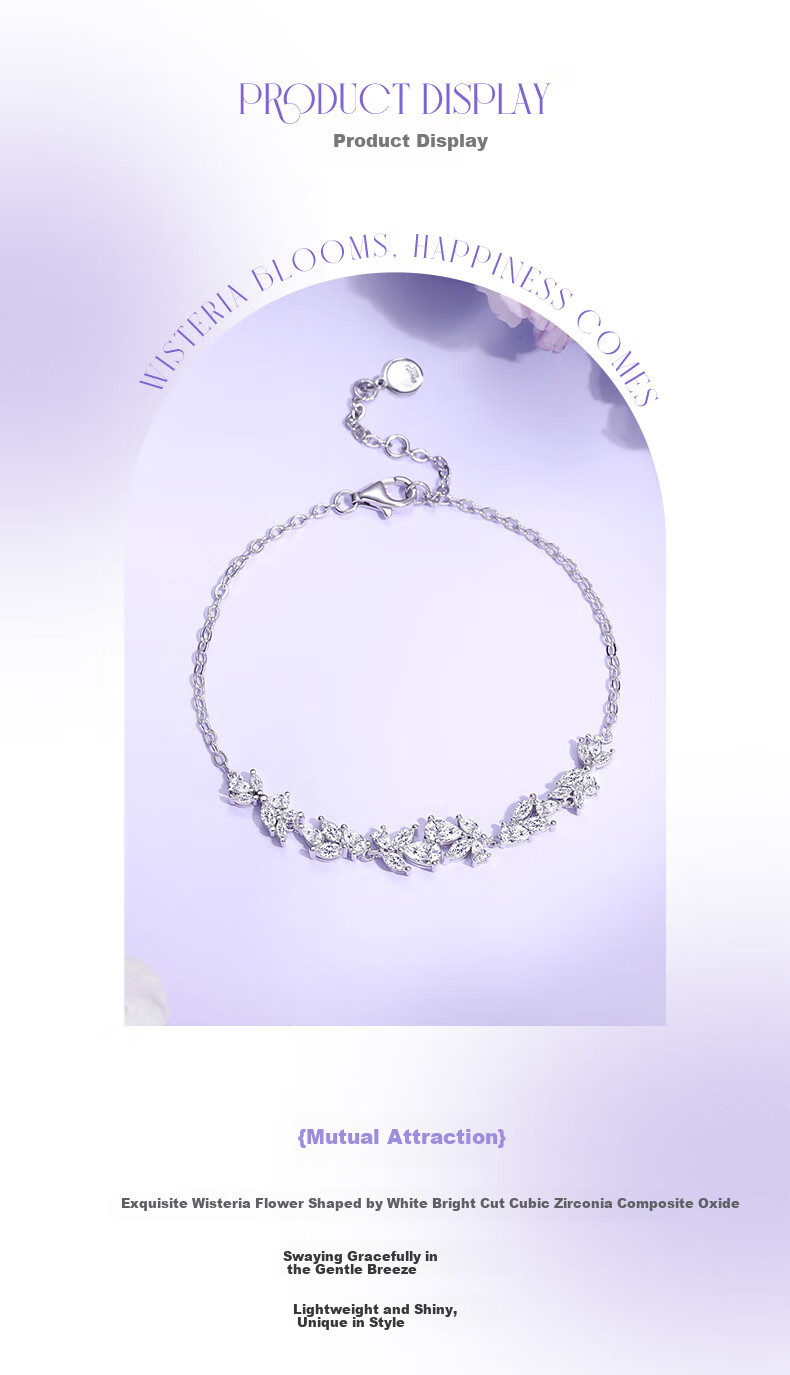 Fanci Wisteria Smile Bracelet, Silver Jewelry for Women, Gift for Girlfriend Or Best Friend, Birthday Present for Wife 1