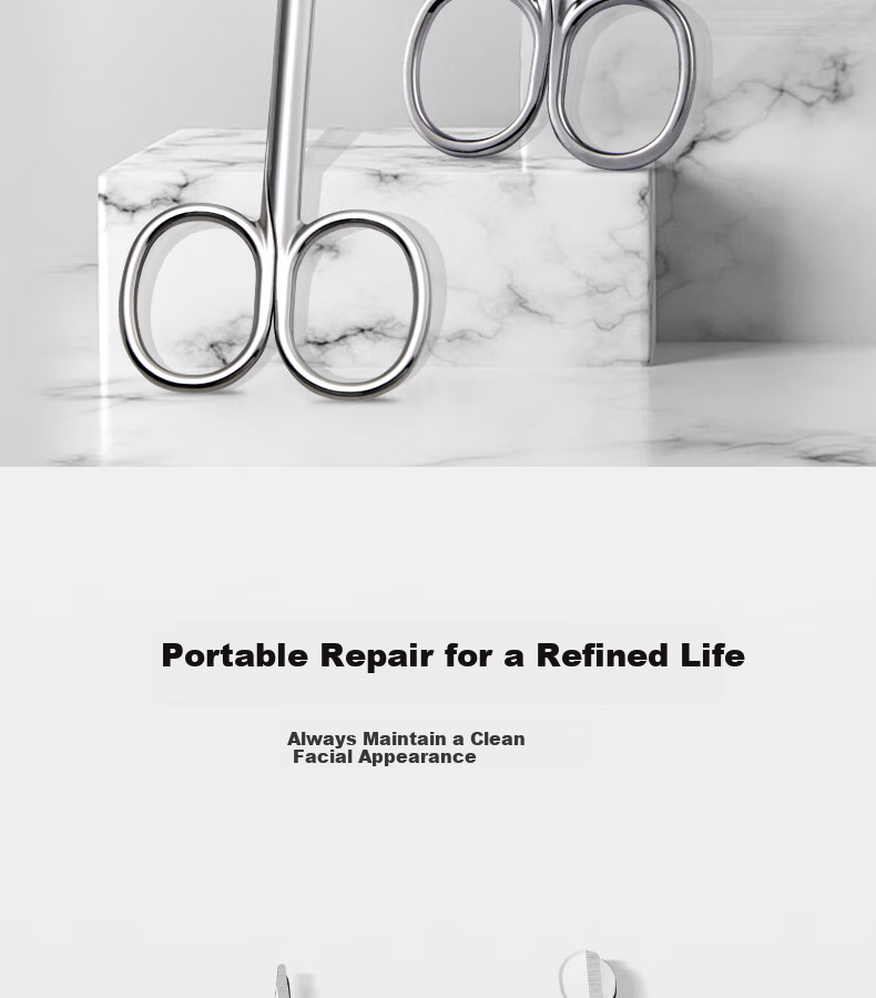 THREE SEVEN Eyebrow Scissors, Stainless Steel Beauty Small Scissors, Eyebrow Scissors, Eyebrow Trimming Tool, Eyebrow Razor, Single Piece, 766 Silver 2